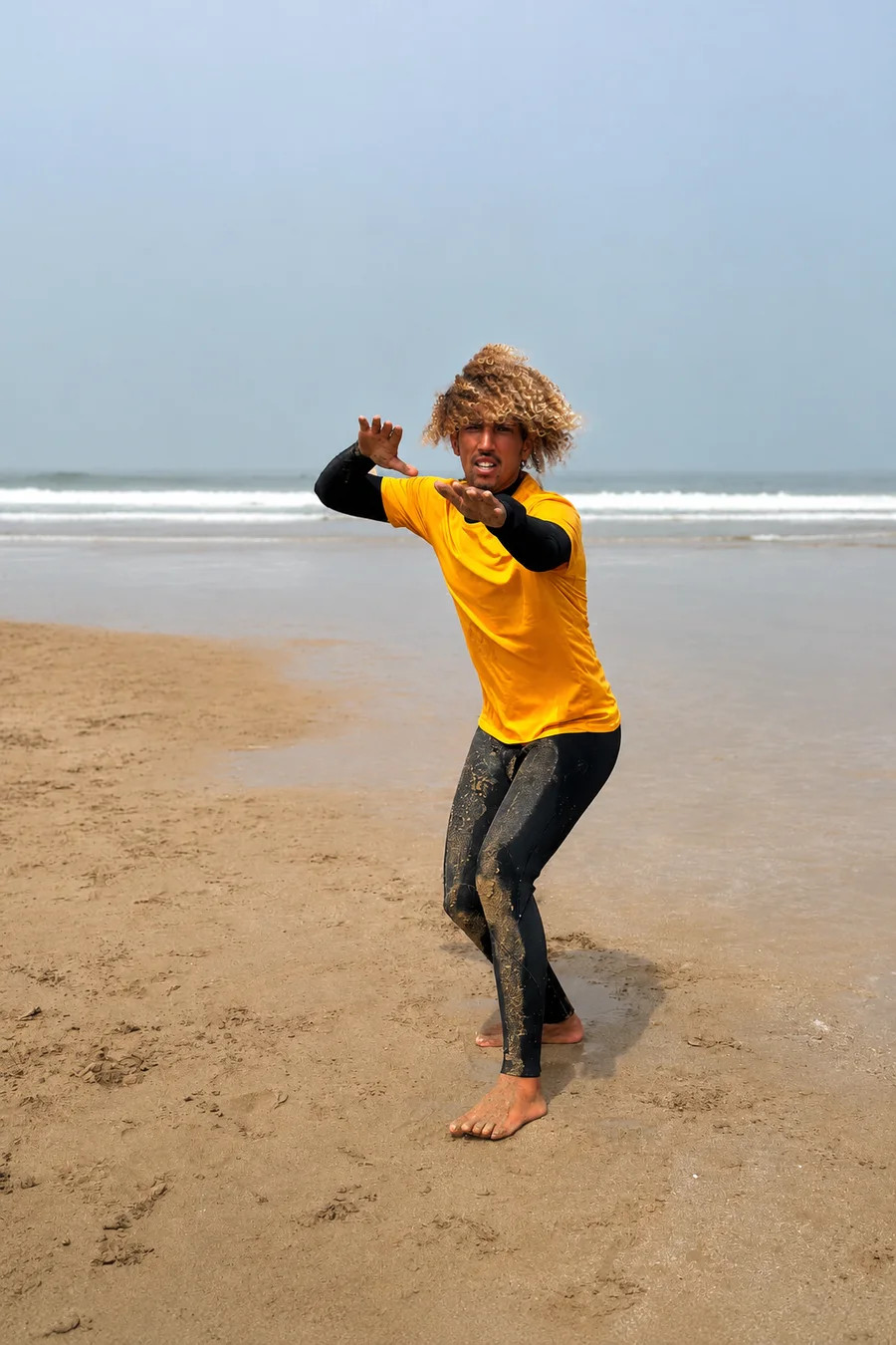 Wake Wave coach guiding students on Anza Beach.