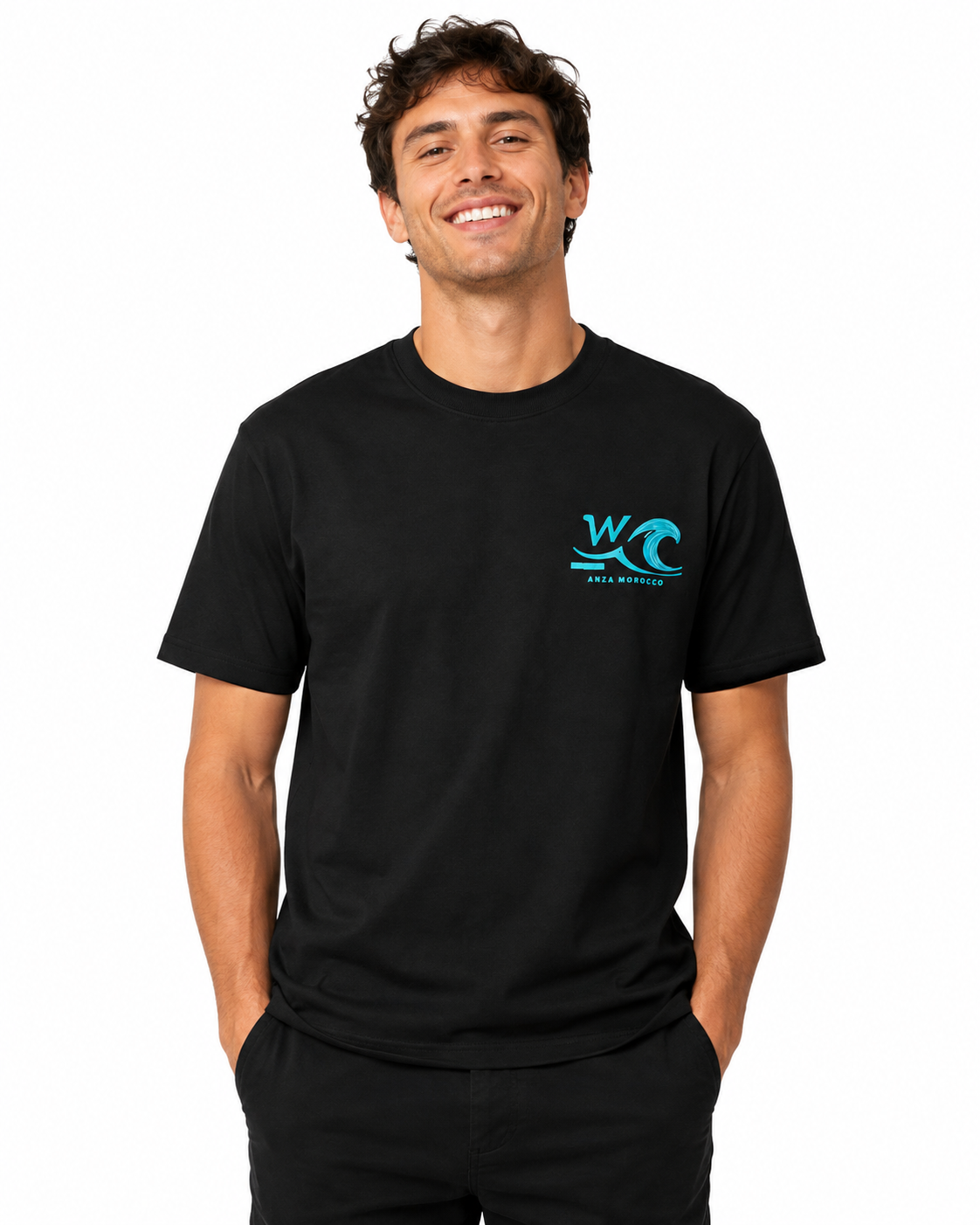Wake Wave Surf Salty Tee male front view.