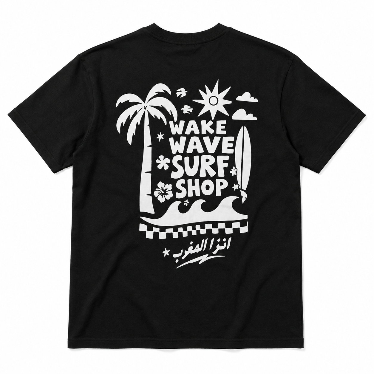 Wake Wave Surf Shop Tee product back view.