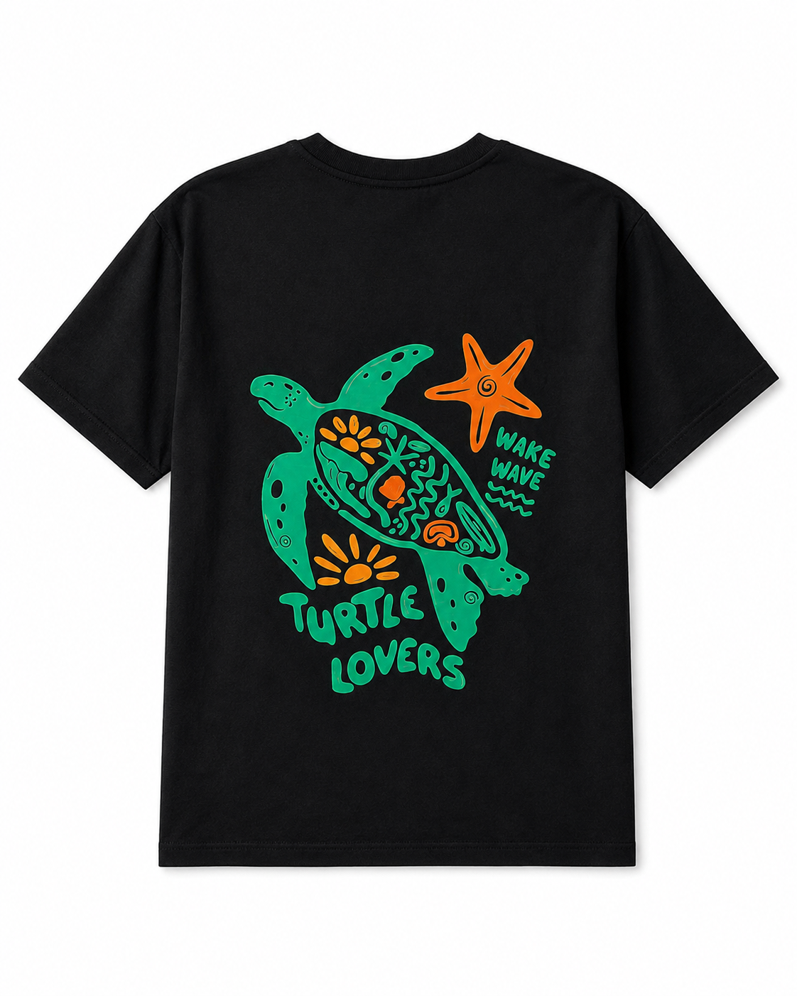 Wake Wave Turtle Lovers Tee product back view.