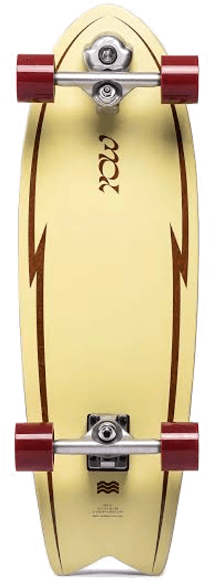 Wake Wave cream surfskate, complete deck, trucks and red wheels.
